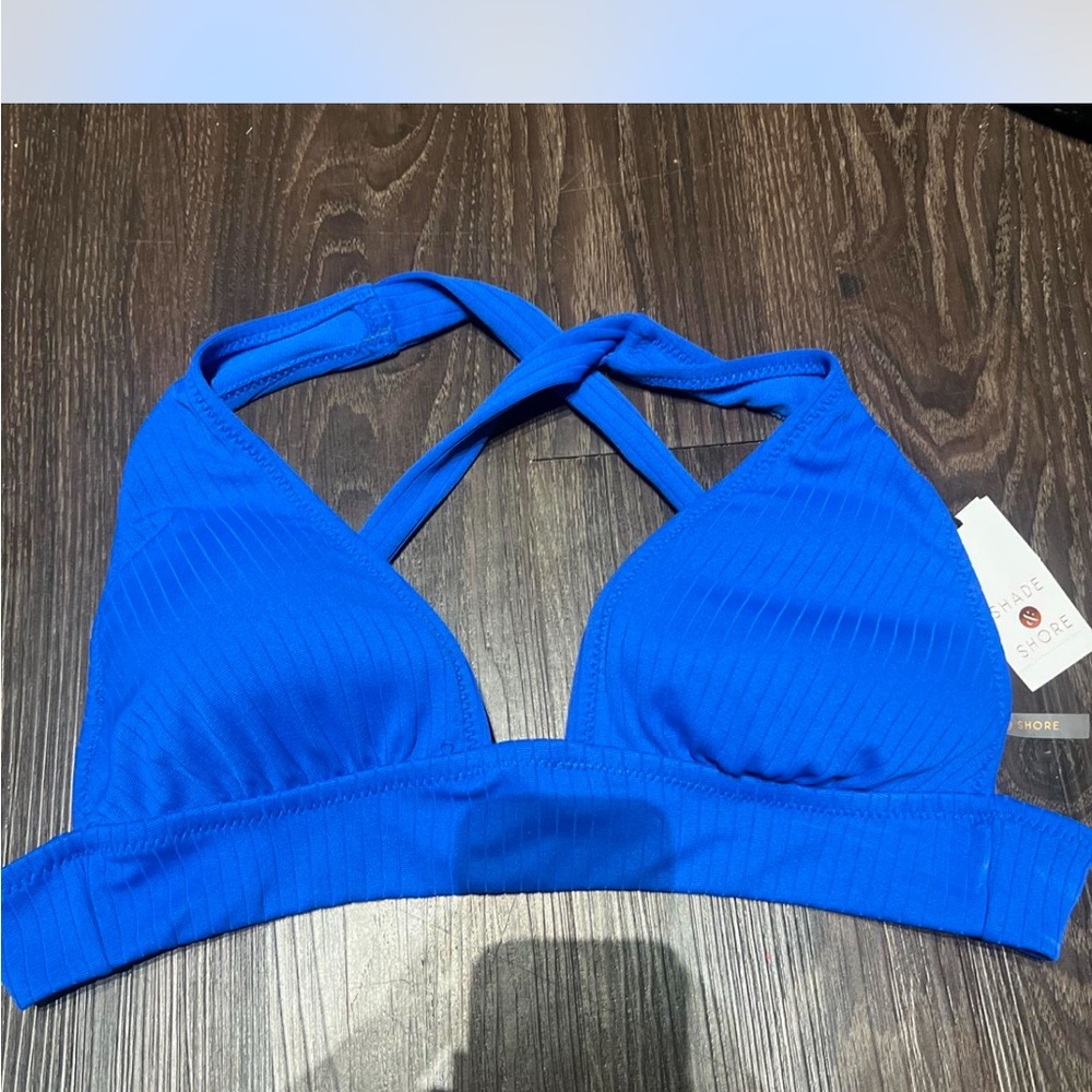 Blue Crisscross Bikini Top